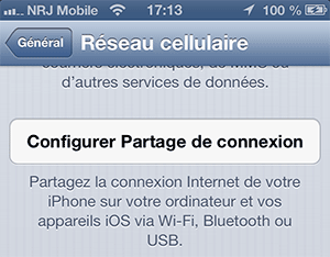 Partage de connexion iOS