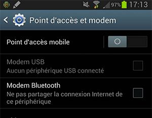 Partage de connexion Android